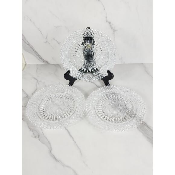 Fostoria Stratton Avon Salad Plates 8" Heavy America Lead Crystal Diamond Shaped - Picture 1 of 15